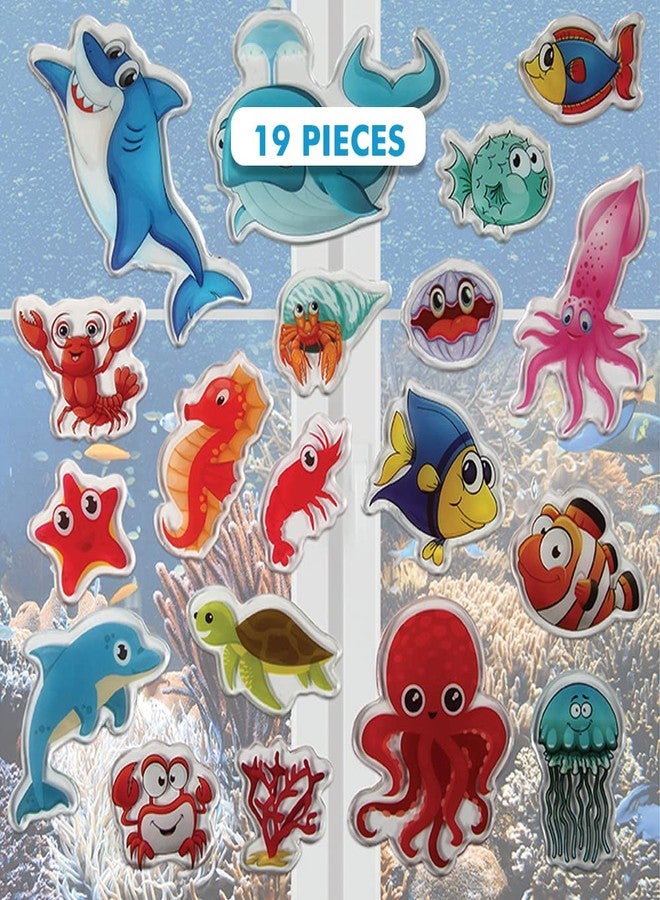 JesPlay Ocean Sea Animal Gel Window Clings for Kids - Window Stickers for Toddlers, Gel Clings Window Decals Kids Jelly Reusable Sticker - Home Car Plane Airplane Activities - Underwater Life (Jesplay USA) - Image 1